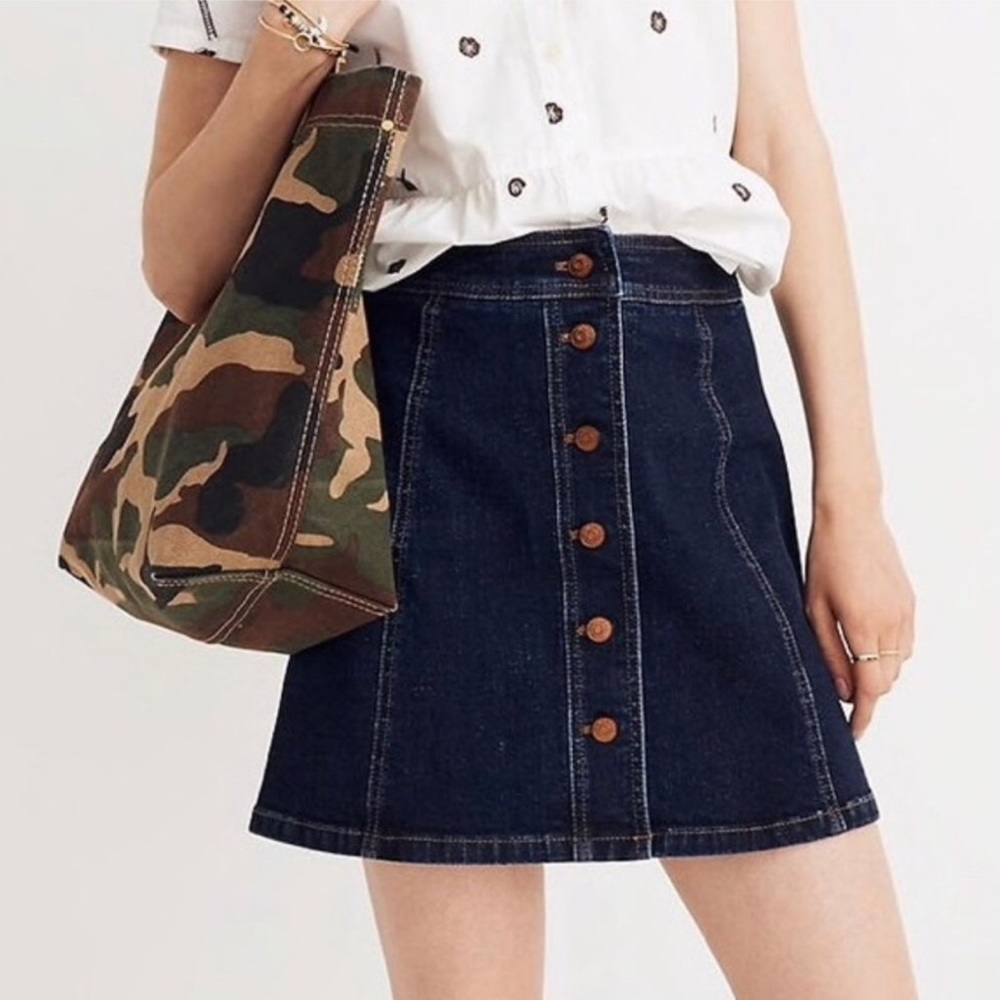 NWT Madewell Denim A-Line Mini Skirt Button-Front